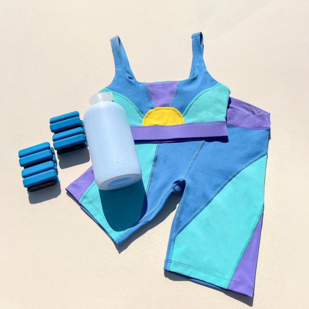 L*Space Sunburst Sports Bra Bike Shorts Set